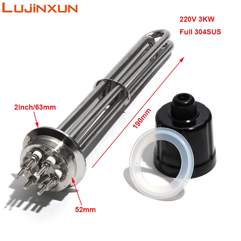 LUJINXUN Tri Clamp Heating Element G2"/1.5" Ten Immersion Water Tubular Electric Heater for Brewing 1.5KW-12KW SUS304 220V 1pc