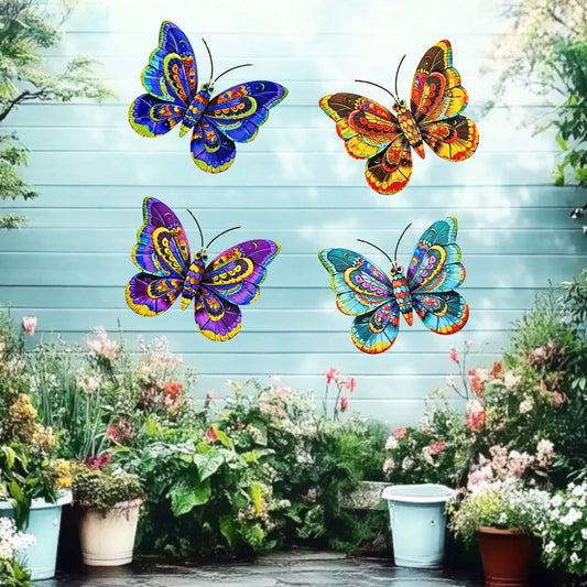 Metal Art Butterfly Wall Decor Colorful Iron Art Butterfly Sculptures Butterfly Hanging Ornaments for Outdoor Home Garden Yard