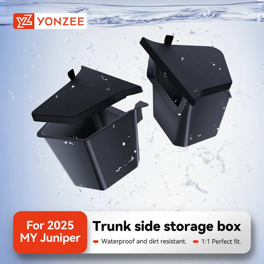 YZ Car Trunk Side Left Right Tidying Packet Storage Box For Tesla Model Y Juniper 2021-2025 Flocking Mat Cover Organizer