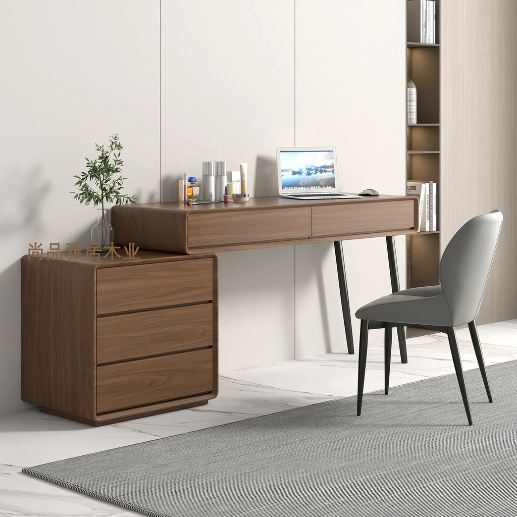 Home desktop rotating desk modern minimalist walnut corner small apartment solid wood computer desk desk dresser