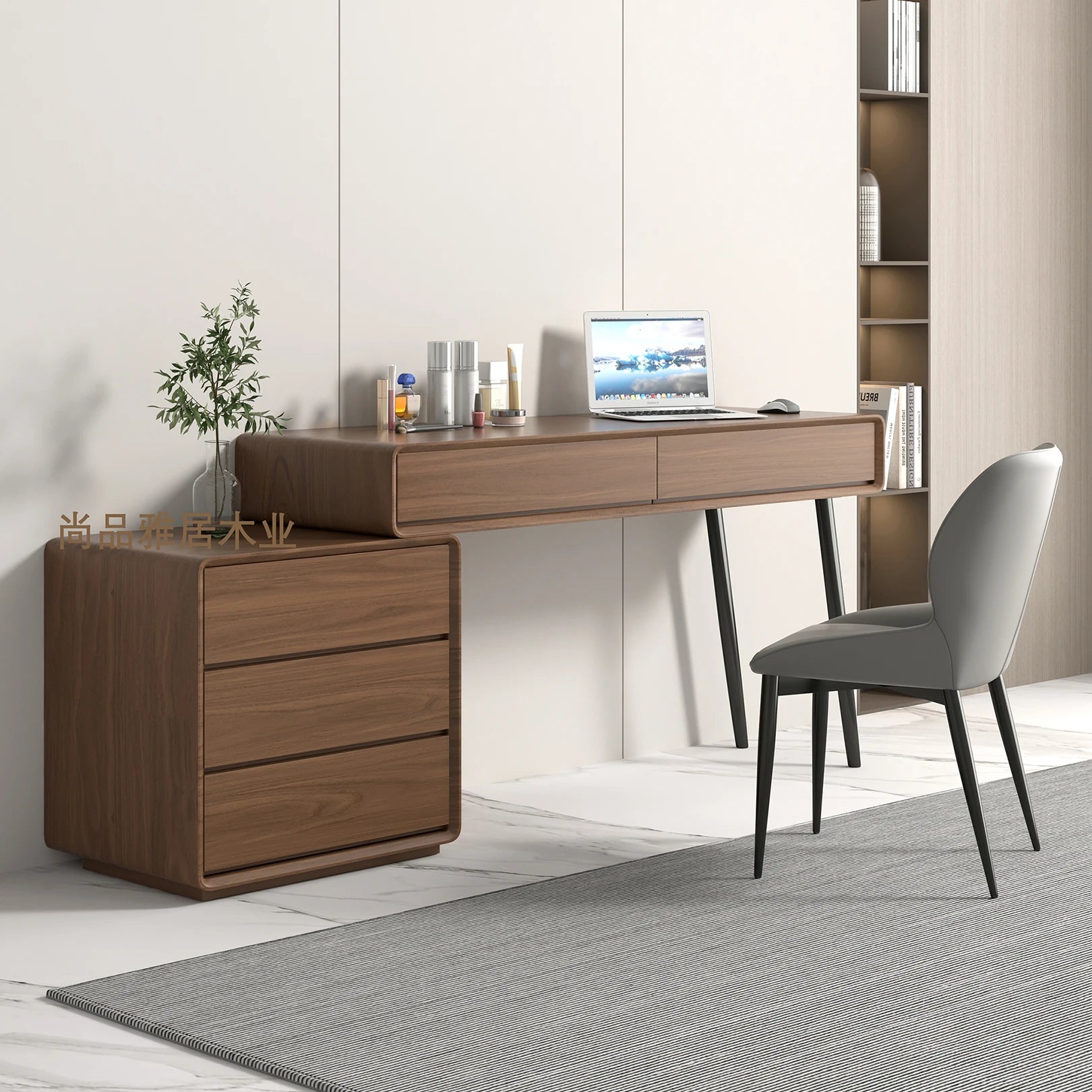 Home desktop rotating desk modern minimalist walnut corner small apartment solid wood computer desk desk dresser