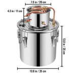 SucceBuy 3 5 8 Gal Alcohol Distiller Alambic Moonshine Still Stainless Copper DIY Home Brew Water Wine Essential Oil Brewing Kit