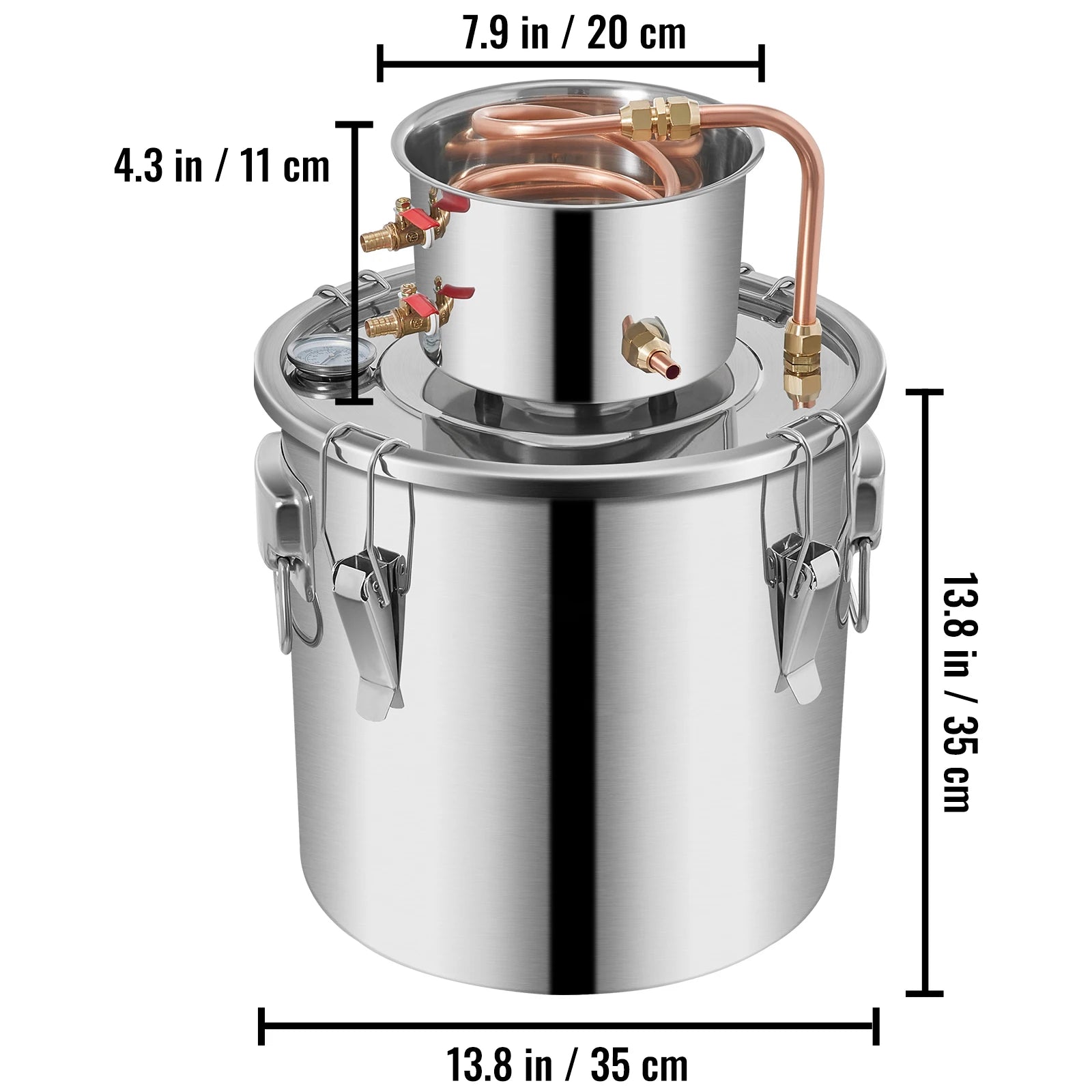 SucceBuy 3 5 8 Gal Alcohol Distiller Alambic Moonshine Still Stainless Copper DIY Home Brew Water Wine Essential Oil Brewing Kit
