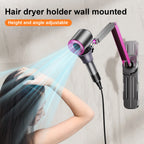 Eary Metal Hair Dryer Holder Wall Mounted Height Angle Adjustable Stand Versatile Free Hands Universal Convenience Furniture