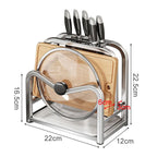 1pc Stainless Steel Knife Holder Kitchen Pot Lid Storage Rack Cutting Board Shelf Household Draining Rack Kitchens Accessories