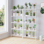 five-layer display stand without wheels with adjustable feet, freely adjustable layer spacing, iron 74*34*150cm, matte white