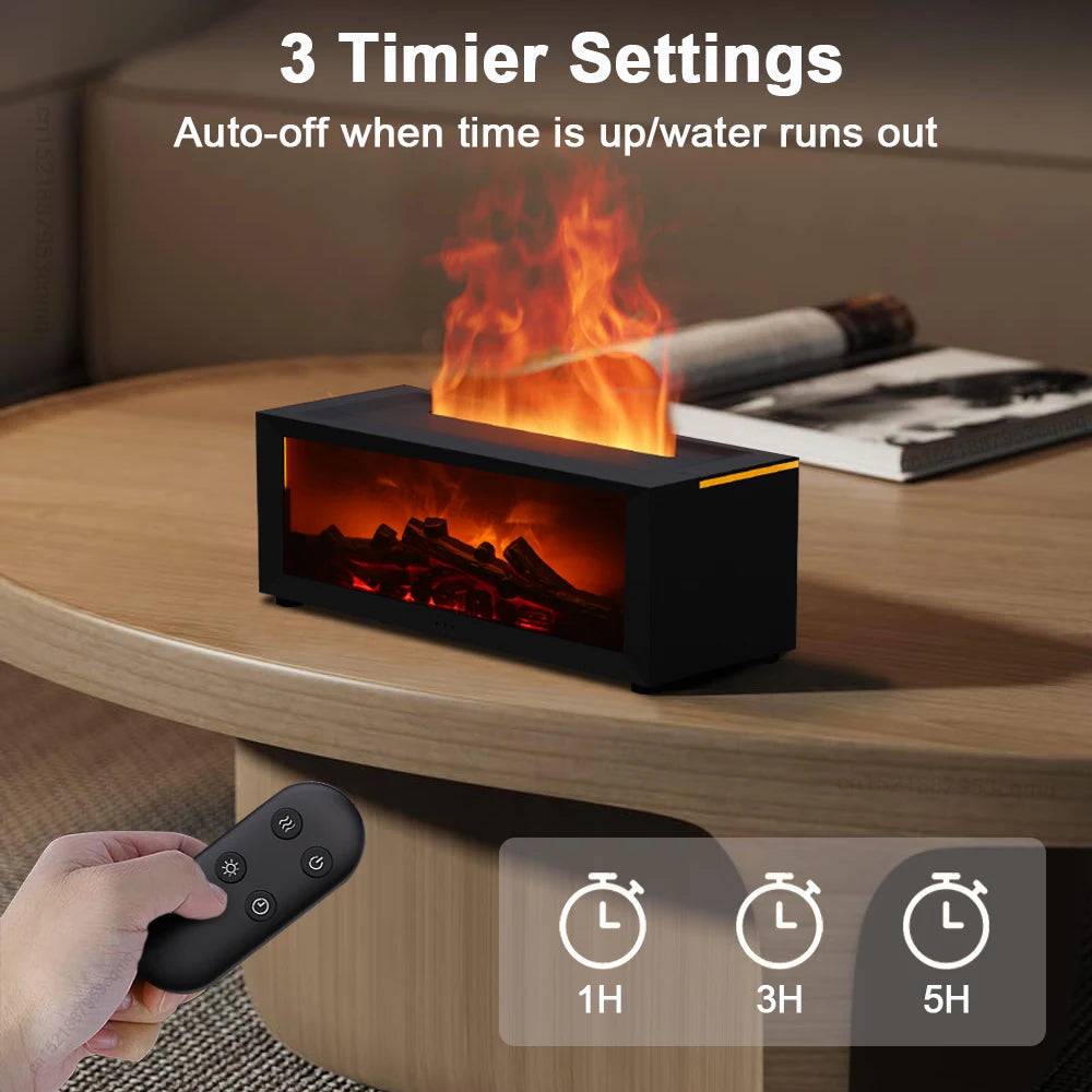 Aroma Air Humidifier Essential Oil Diffuser Fireplace Flame Humidifier