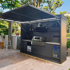 Customized Camping Outdoor Kitchen Set Multifunctional BBQ Island Cabinet With Sink For Backyard Garden Use