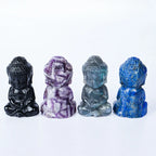 Hand-carved Bady Buddha Mini Figurine Stone Rose Quartz Crystal Craft Gemstone Statue Healing Feng Shui Religion Home Ornament
