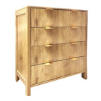 Fluted 4 Drawers Dresser Modern Chest of Drawers Wood Drawer Organizer with Waveform Fluted Panel for Bedroom Living Room