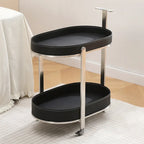 Creative Sofa Side Table with Storage, Internet Famous Coffee Table, Movable Leather and Stainless Steel Design, Modern