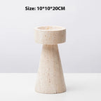 New Chinese Style Yellow Travertine Candle Holder - Elegant Home Decor for Living Room, Coffee Table, Dining Table & Model House