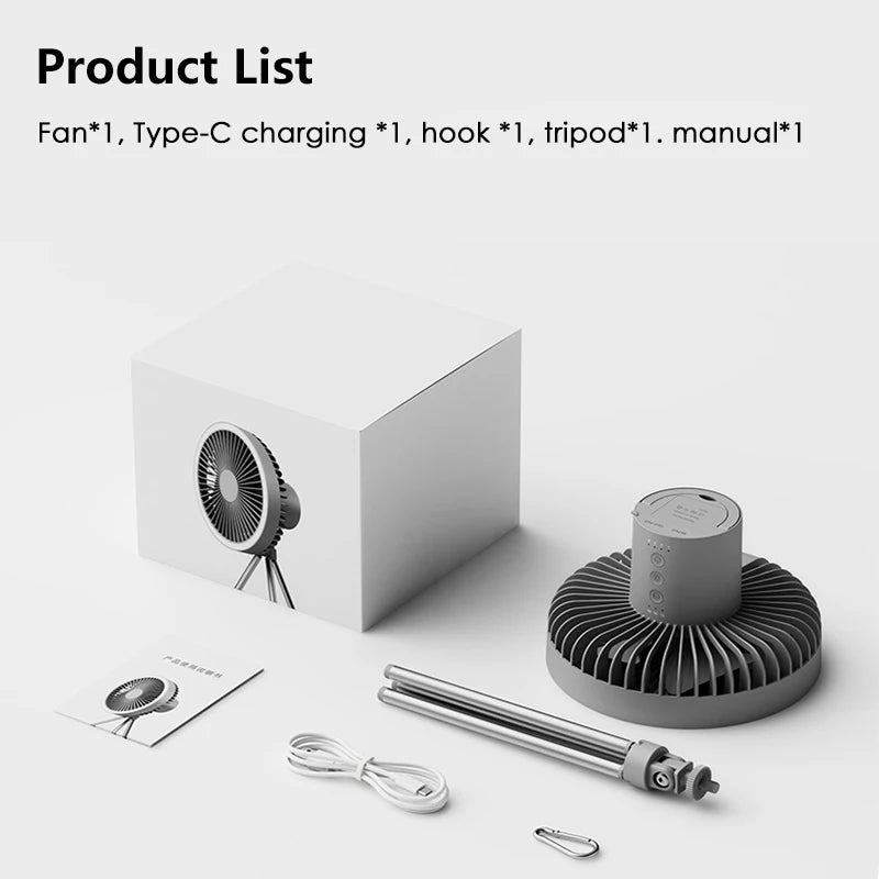 10000mAh Camping Fan Rechargeable Desktop Portable Circulator Wireless