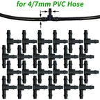 4/7mm Hose Dripper Water Tee Connector Plastic Barbed 1/4" Pipe Tubing Watering Coupling Joint Garden Micro Drip Irrigation Tool