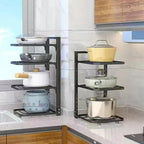 2/3/4 Layers Kitchen Storage Rack Stainless Steel Adjustable Shelf Floor Cabinet Table Corner Pot Rack Kitchen Storage Supplies