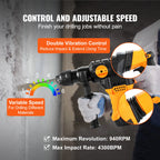 VEVOR 1500W Rotary Hammer Drill - 4-Mode SDS-Plus Corded Demolition Jackhammer | AlluCanFind