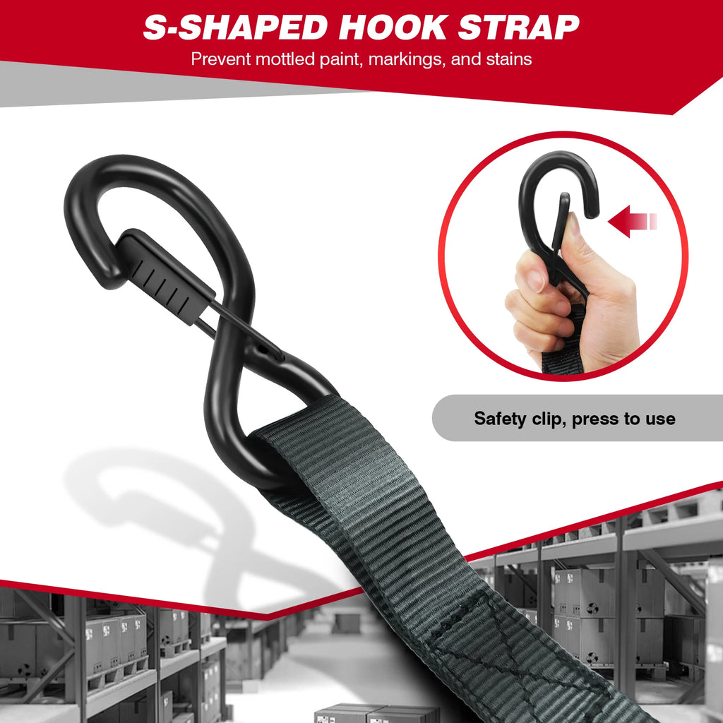 Strength Ratchet Straps 800kg Break Strength With S-Hooks,for Fixed Car Fixed Tightener Tensioner Straps Ratchet Tie-Down Belt