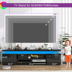 74'' LED TV Stand for Televisions up to 65'' Modern TV Cabinet with Power Outlet, High Gloss Entertainment Center with Storage