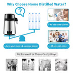 4L Water Distiller Purifier Filter 1 L/H Distilling Speed Dispenser Dr