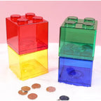 4 Pcs Clear Plastic Building Blocks Money Boxes Coin Savings Jars Children's Toys Gifts