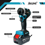 JAUHI 20+1 Torque 280N.m Brushless Electric Screwdriver Rechargeable Cordless Electric Drill Screw Driver for Makita 18v Battery
