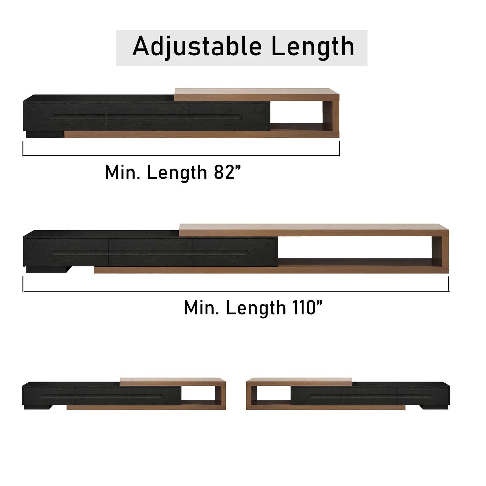 82-110'' Extendable Wood TV Stand