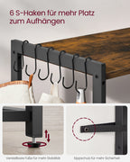 VASAGLE Kitchen Rack with sockets, 2 Metal Baskets, Microwave Shelf, 35x80x93.5 cm Industrial Design