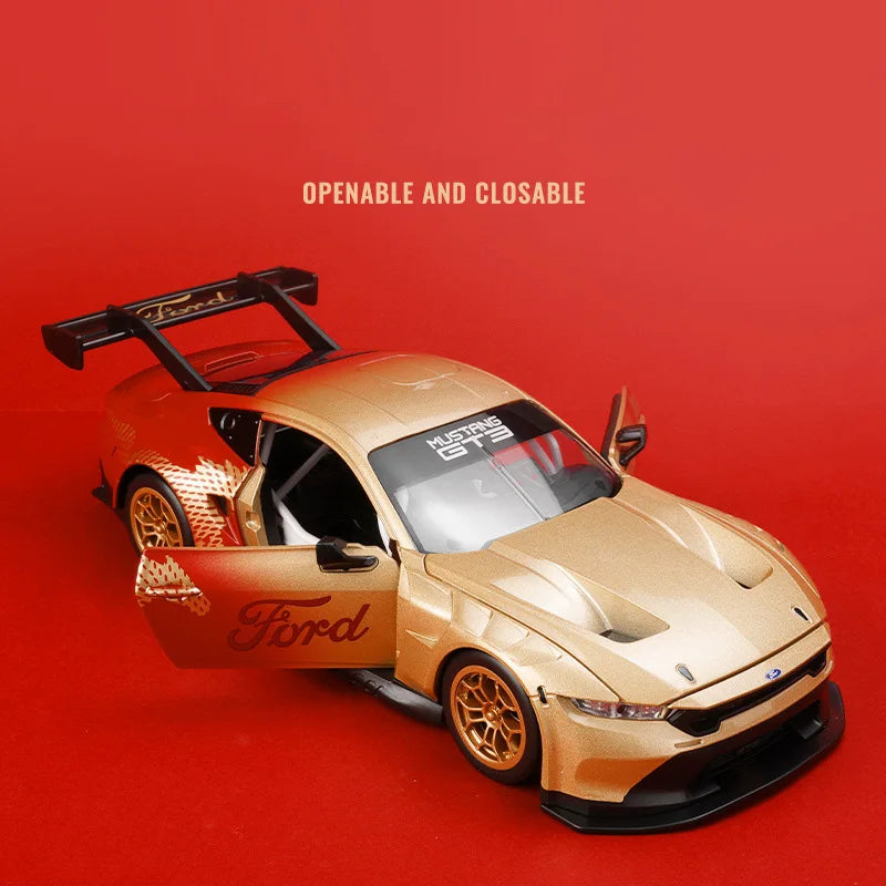 NEW 1:24 Ford Mustang GT3 Limited Edition Alloy Racing Car Model Sound and Light Children's Toy Collectibles Birthday gift