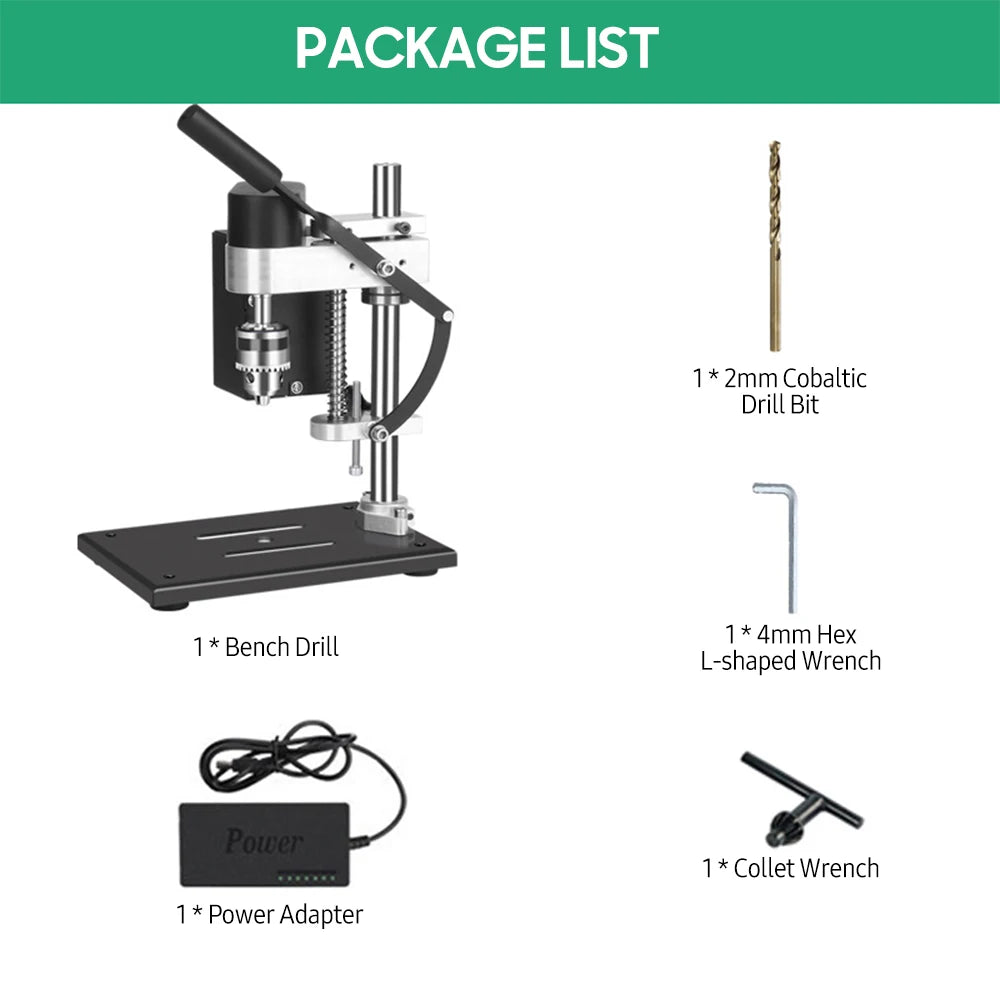 Mini Bench Drill Press Stand Variable Speed Portable Electric Benchtop Drilling Machine Precise Drill Workbench