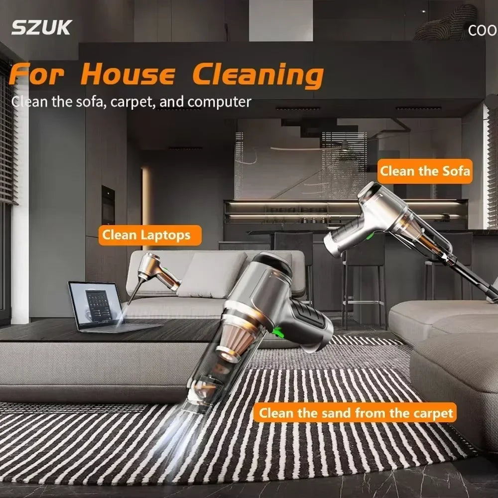 SZUK 638000Pa Car Vacuum CIeaner Wireless Mini Handheld Cleaning Machine Powerful Portable Blower Vacuum Cleaner for Car Home