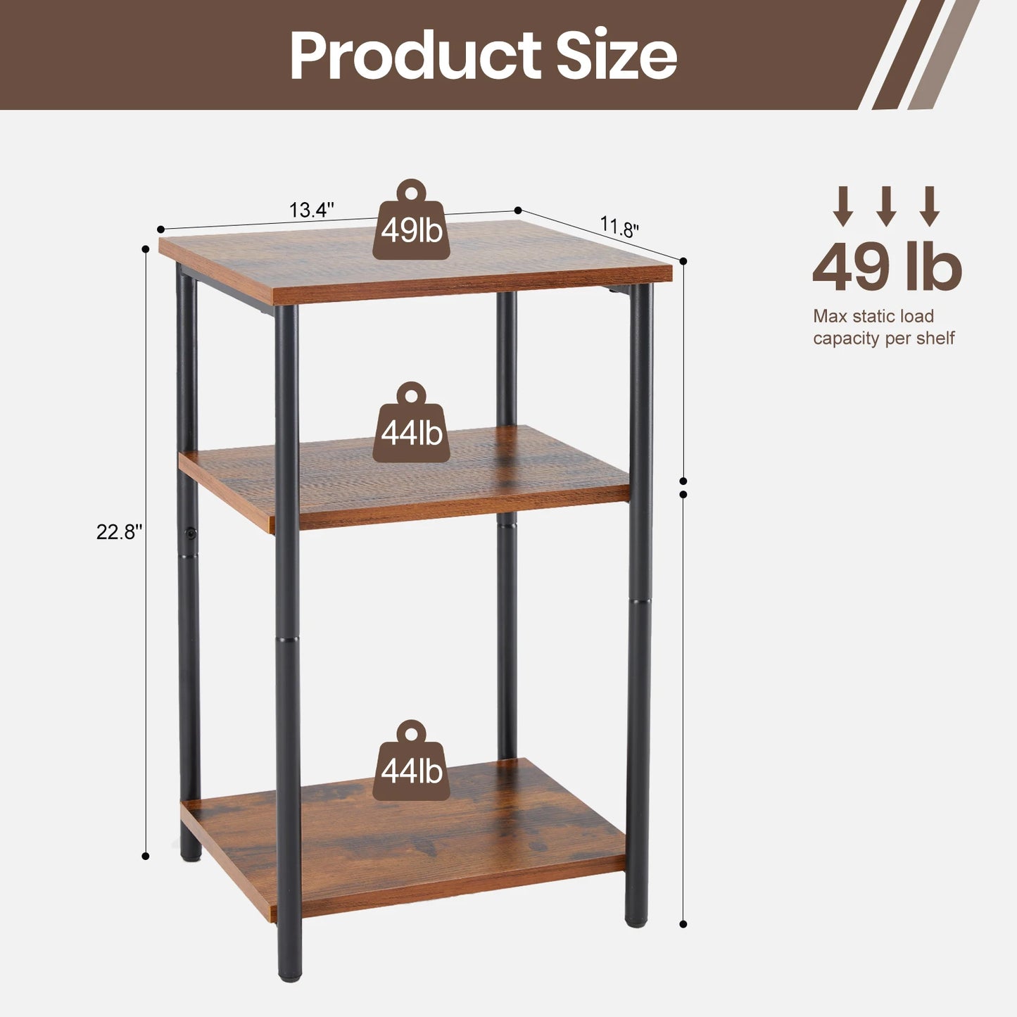 2/3-Tier End Table - Space-Saving Side Table w/ Adjustable Feet & Steel Frame for Bedroom & Living Room | AlluCanFind
