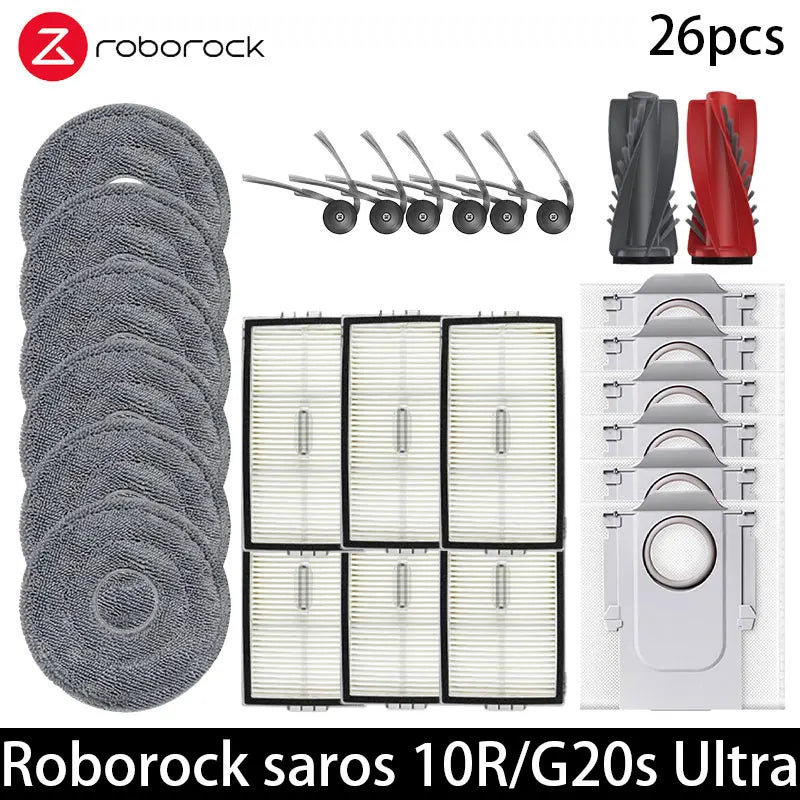 Roborock Saros 10R/G20S Ultra  Accessories Brush Hepa Filter Mop Cloth Dust Bag Spare Parts
