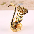 European Swan Tableware Holder Stainless Steel Spoon and Fork Base Elegant Utensil Stand Home Decor and Kitchen Organization