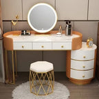 Pink White Vanity Table Women Luxury Nail European Big Stool Study Dressing Table Organizer Mesa De Maquillaje Home Furniture