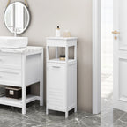 32x99x30cm White Bathroom Cabinet 4 Levels with Door Adjustable Shelf Standing Corner Cabinet for Living Room Hallway