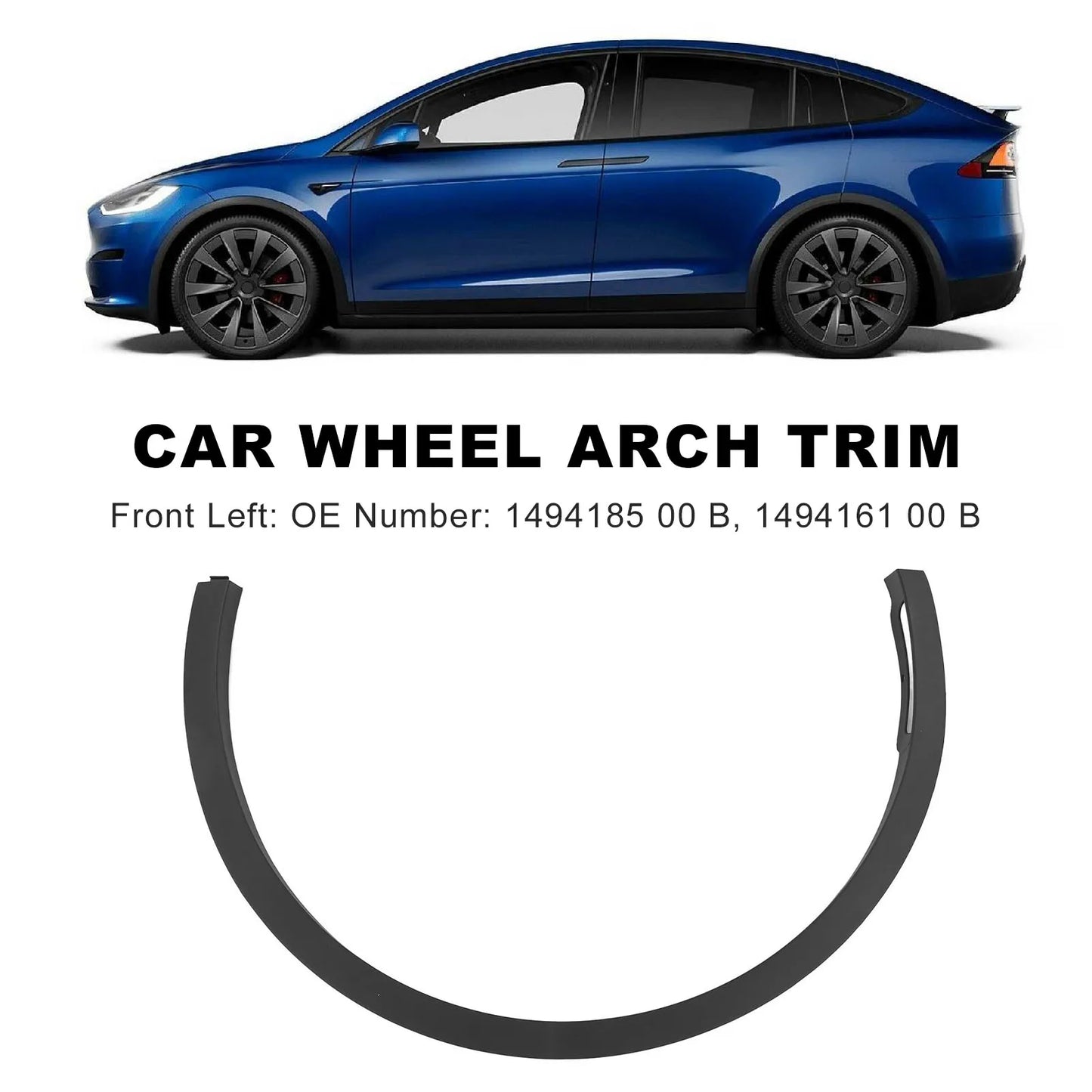 Car Side Fender Flare Wheel Molding Splash Guard Tires Eyebrow Arch Flare Moulding Lip Trim Strip for Tesla Model Y 2020 to 2023