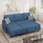 Walsunny L-Shaped Sectional Sleeper Sofa | Pull-Out Bed with Storage, Reversible Design