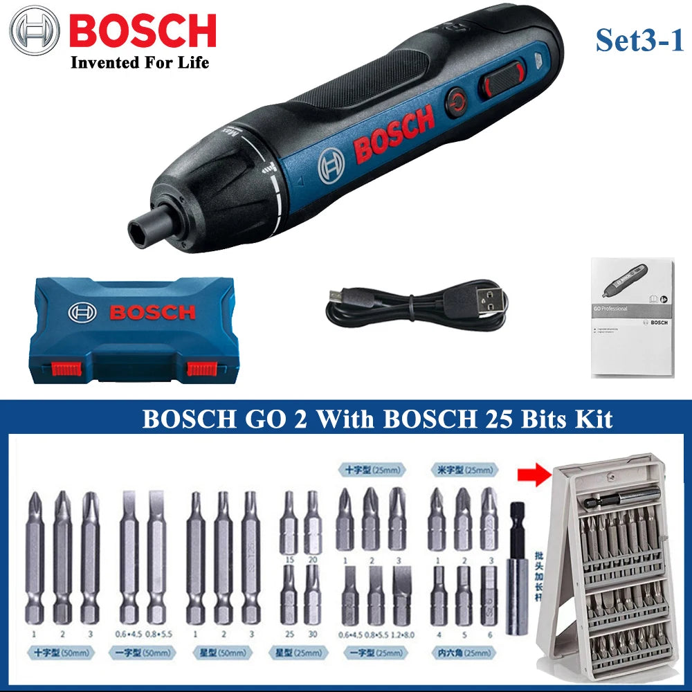 Original Bosch Go2 Electric Screwdriver Set 3.6V Rechargeable Automatic Screwdriver Hand Drill Bosch Go 2 Electric Batch Tool