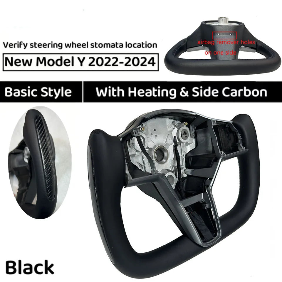  350mm Yoke Handle Steering Wheel With Heating Personalized NAPP Leather Accessories For Tesla Model 3/Y 2018-2022 Y 2022-2024