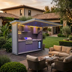 Customized heavy duty outdoor kitchen shed with built in barbecue cabinet for professional backyard cooking stations