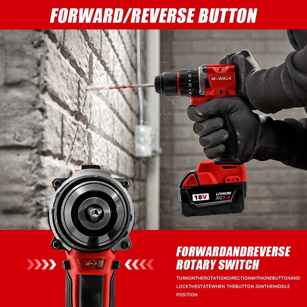 M-WALK 18V Battery Rechargeable Brushless Compact Electric Screwdriver Hand Drill Impact Drill For Milwaukee 18V Battery Pin