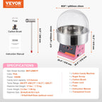VEVOR Electric Cotton Candy Machine 1000W Candy Floss Maker Commercial Cotton Candy Machine Stainless Steel Bowl and Sugar Scoop