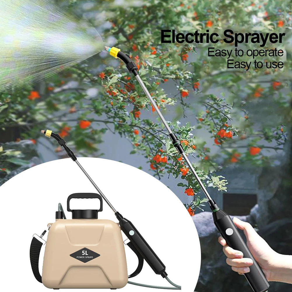 5L Electric Sprayer USB Rechargeable Garden Irrigation Sprinklers 2 Modes Telescopic Handle with Shoulder Strap Garden Supplies