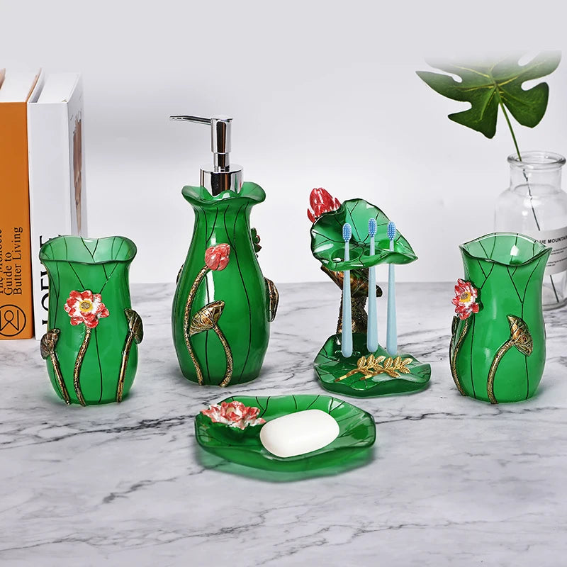Resin Bathroom Set, Multi Models, Optional, Set of 5 Pieces, Toiletries Kit, Bathroom Accessories