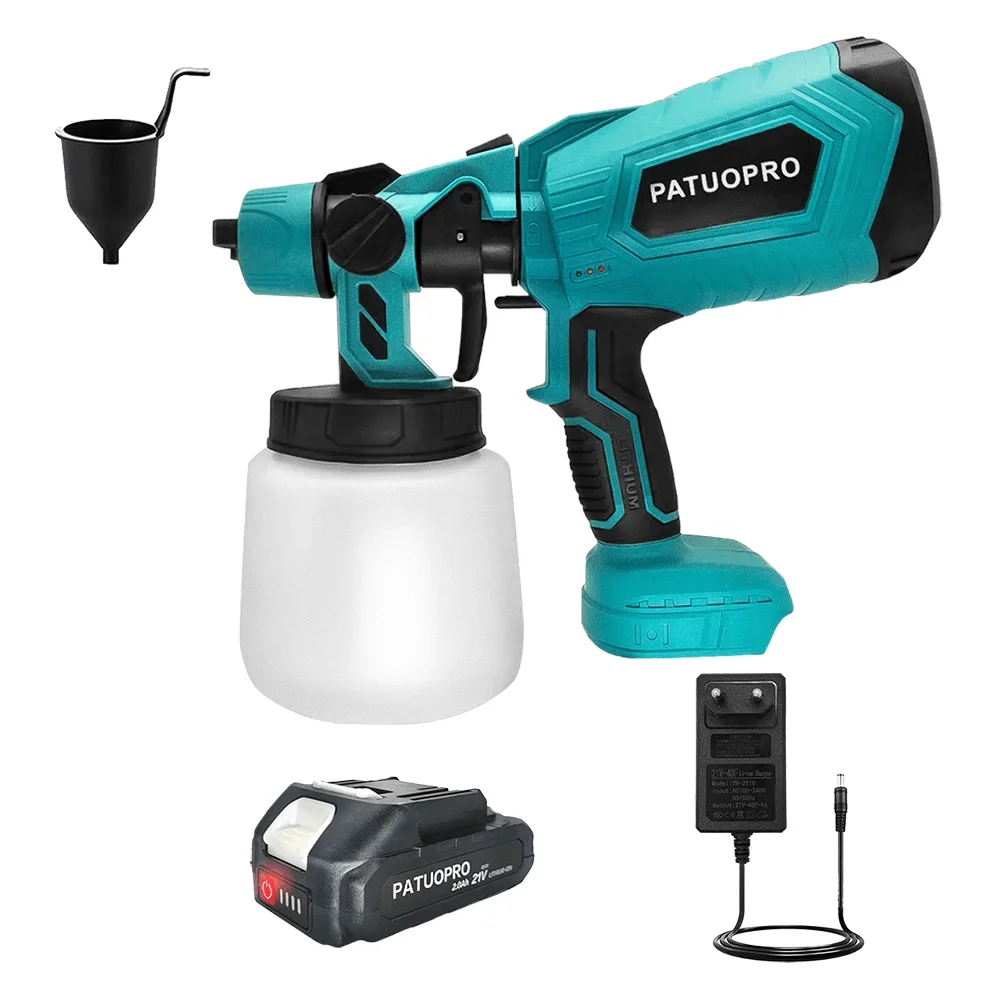 PATUOPRO 1000ML Electric Spray Gun Portable Home Paint Sprayer Auto Furniture Steel Coating Airbrush Tool For Makita 18V Battery