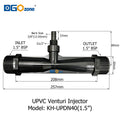 UPVC Venturi Injector for Mixing Liquid Venturi with Valve  BSP thread 1/2" 3/4" 1" 1.25" 1.5" 2" DGOzone