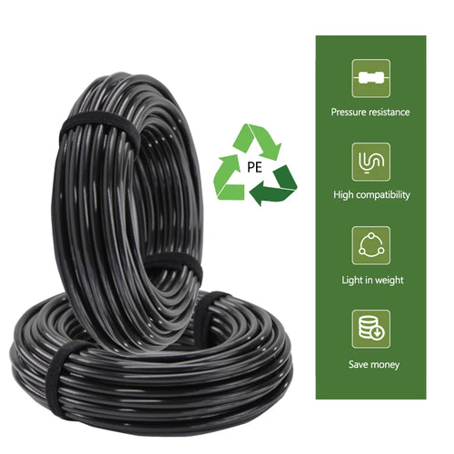 10/20/30/50M OD-6mm 8mm 12mm Black PE Garden Hose Pressure-Proof 4/6mm 5/8mm 9/12mm Drip Irrigation Pipe 3/8" 1/4" Watering Tube