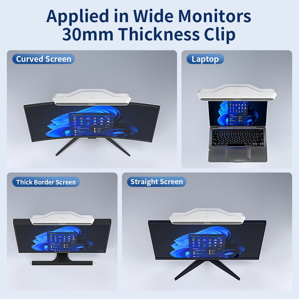 Computer Monitor Hanging Fan Powerful Cooling 3 speed Selectable, Ergo