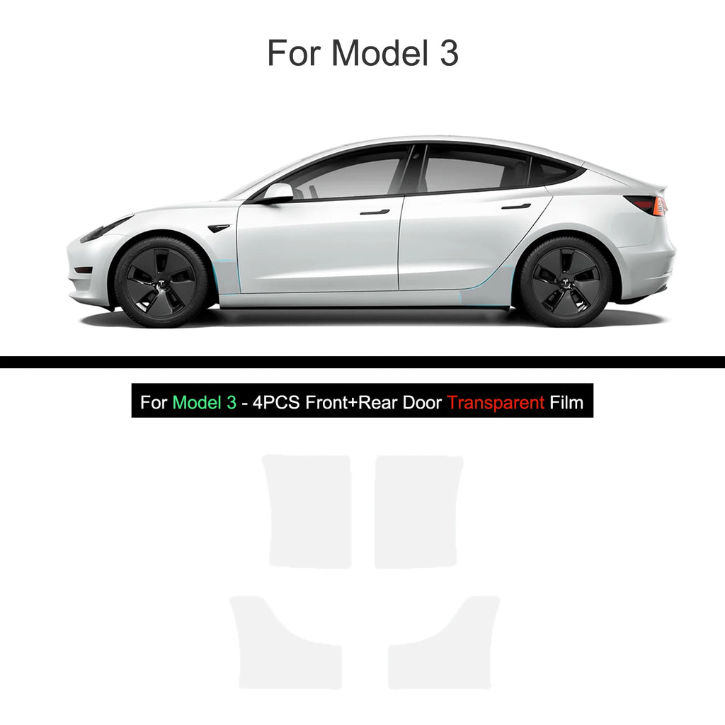 Black TPU Car Body Protective Film Invisible For Tesla Model 3/Y 2017-2025 Front Rear Door Extended Transparent Car Clothing Set