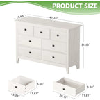 7 Drawer Dresser - Wooden Bedroom Dressers, Storage Drawers Cabinet for Bedroom, Living Room, Farmhouse Chest of Drawers, White
